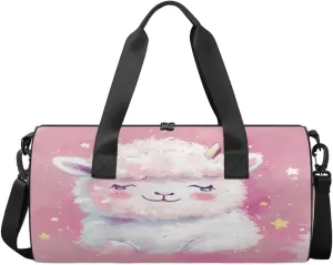 Travel Duffel Bag Sheep Pink Sports Gym Bag for Womens Mens, Waterproof Weekend Overnight Bag Lightweight Carry on Bag for Airplanes Yoga Dance Beach Swim Hospital Holdalls,A-268