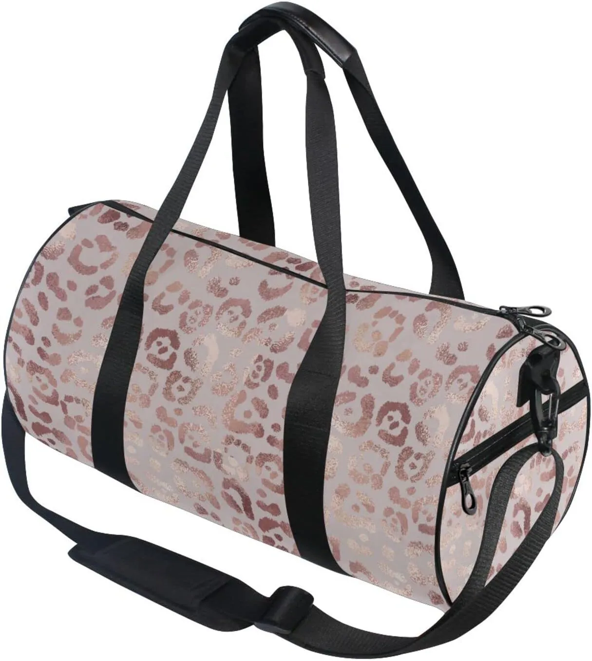Travel Duffle Bag for Men Women, Leopard Rose Gold Large Travel Overnight Duffel Bag Unisex High Capacity Large Luggage Sports Gym Bag