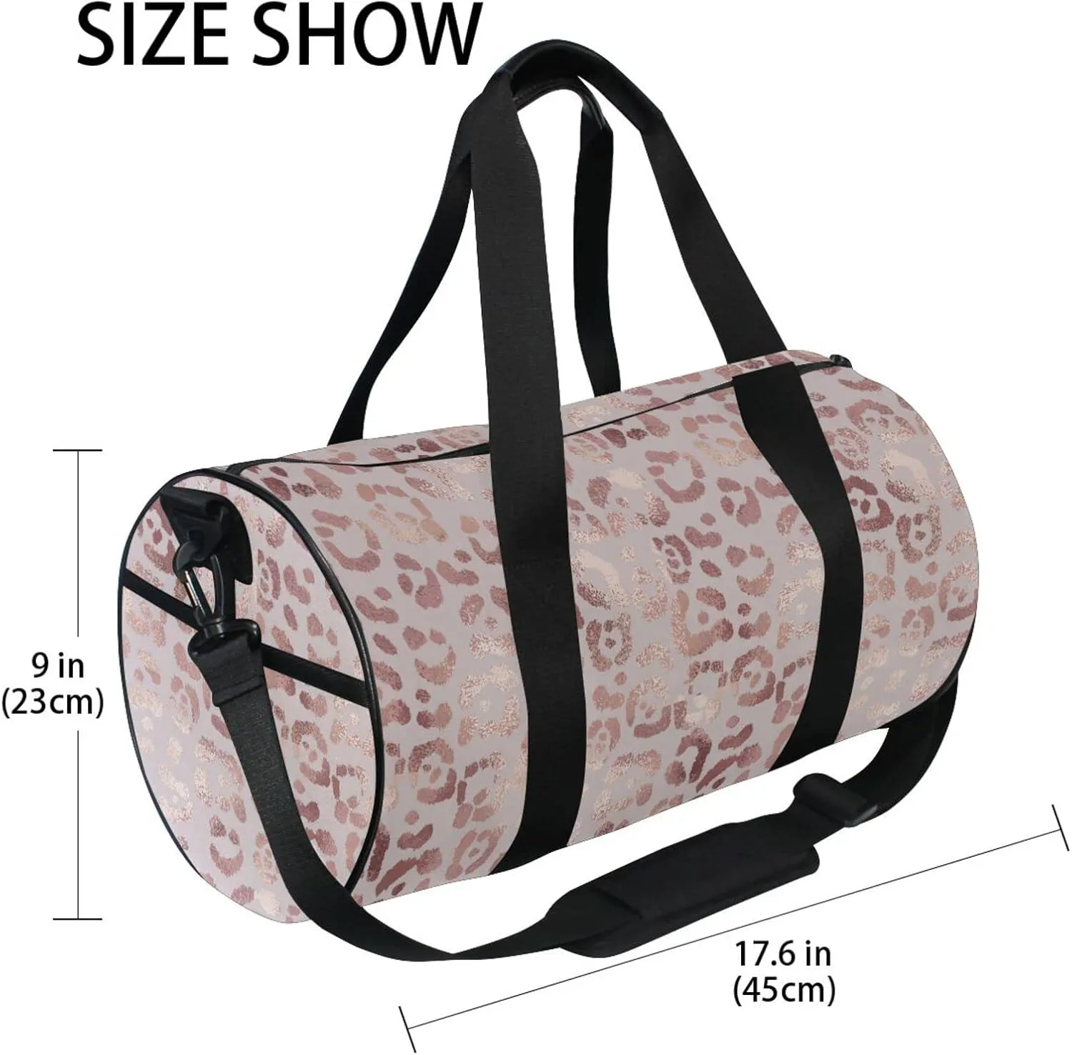 Travel Duffle Bag for Men Women, Leopard Rose Gold Large Travel Overnight Duffel Bag Unisex High Capacity Large Luggage Sports Gym Bag