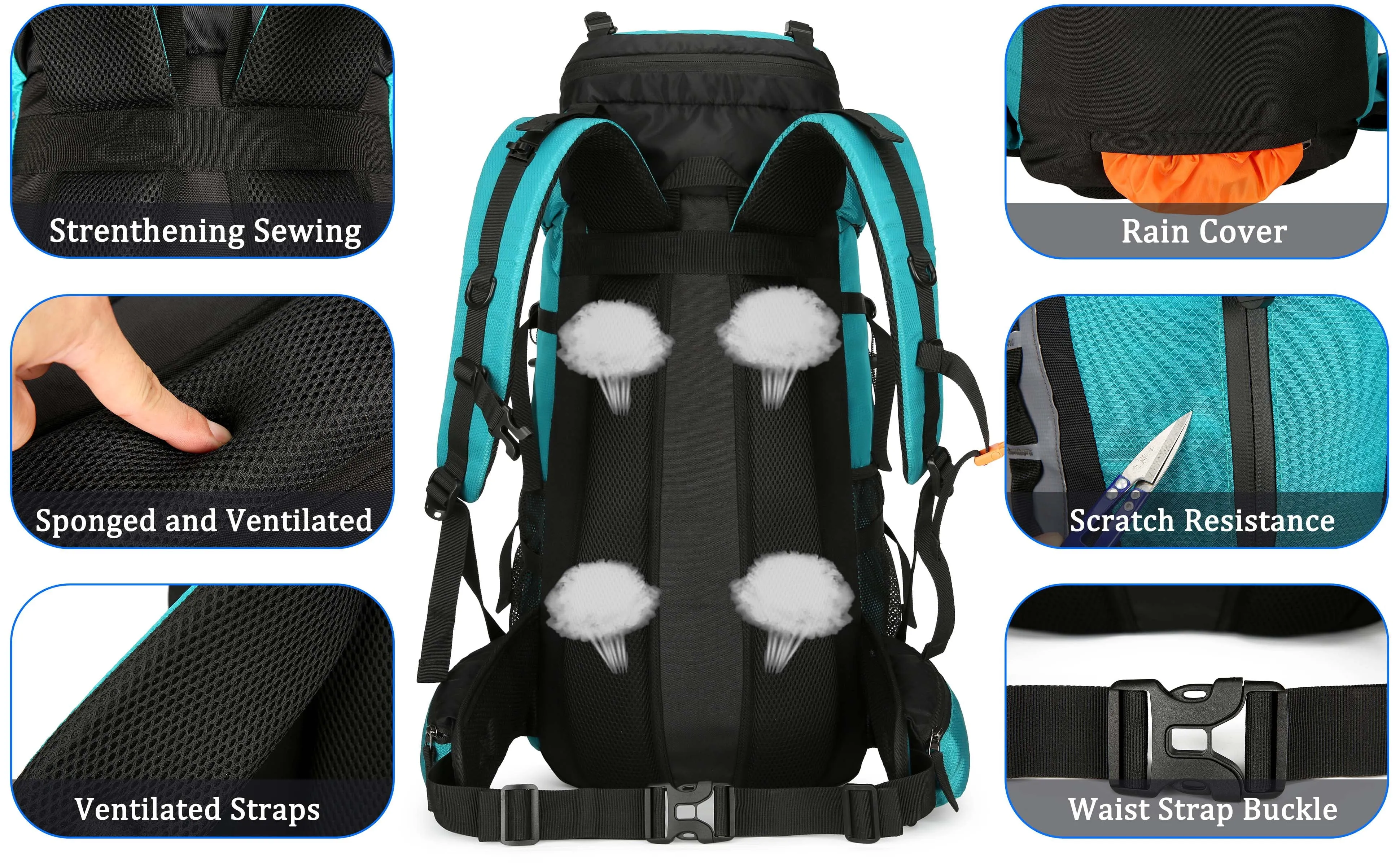 TrekMate 60L Waterproof Travel Backpack with Rain Cover - Perfect for Hiking and Camping for Men and Women