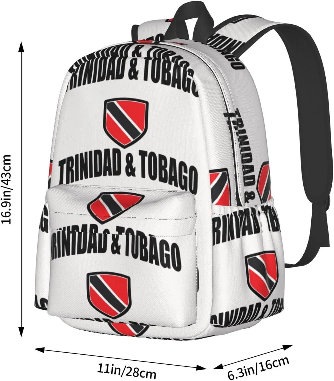 Trinidad Tobago Sport With Patriotic Flag Casual Backpack Large Capacity Travel Backpacks Laptop Daypack Commuter Rucksack Adjustable Strap Sports Bags for Hiking Biking