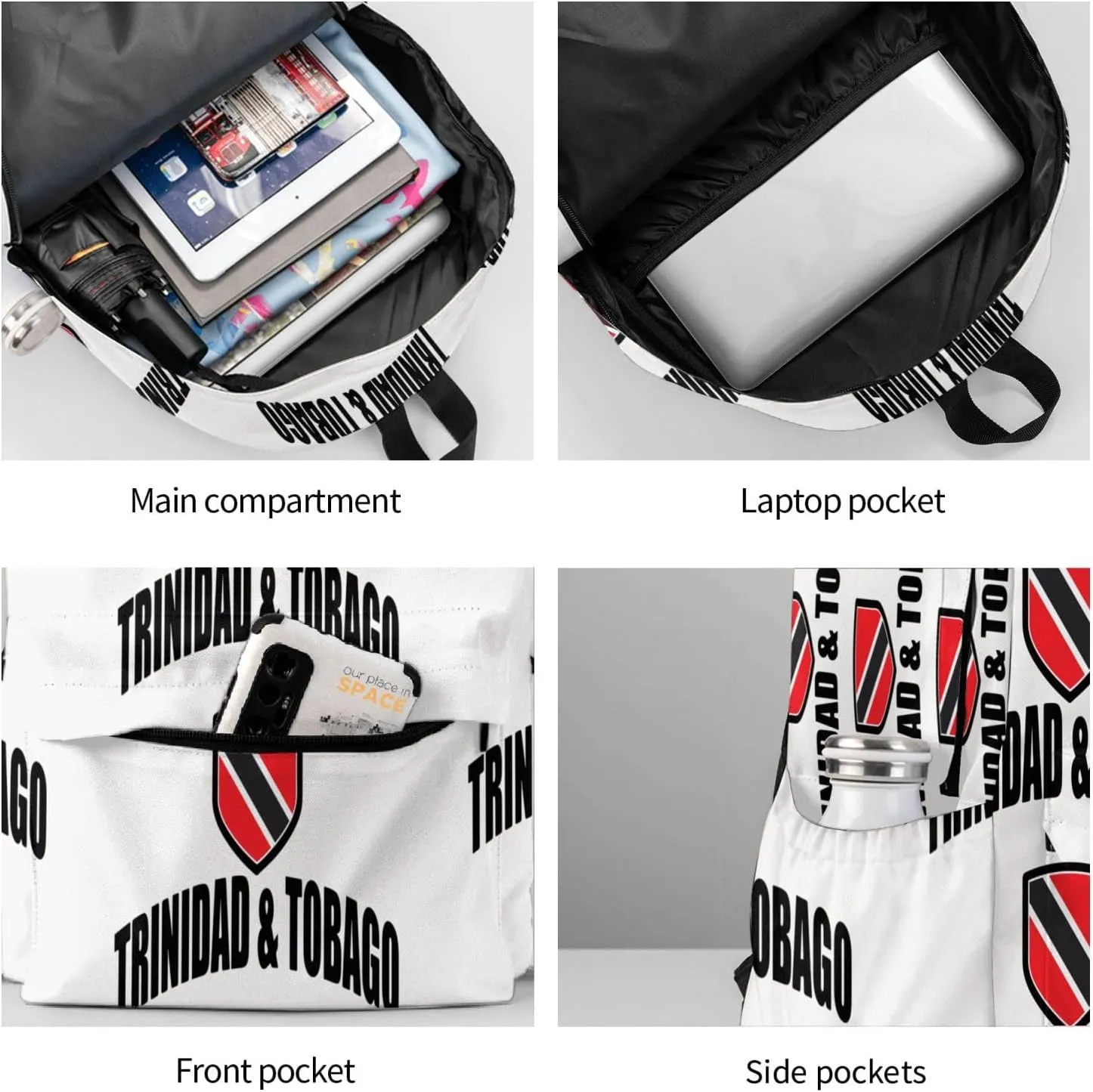 Trinidad Tobago Sport With Patriotic Flag Casual Backpack Large Capacity Travel Backpacks Laptop Daypack Commuter Rucksack Adjustable Strap Sports Bags for Hiking Biking