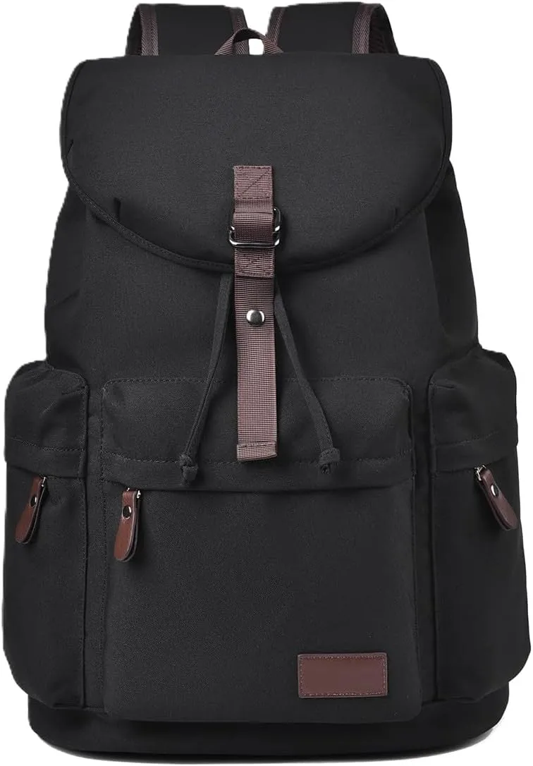 Unisex College Backpack, Retro Vintage Casual Daypack, Large-Capacity Travel Hiking Bag(Black)