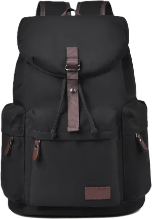 Unisex College Backpack, Retro Vintage Casual Daypack, Large-Capacity Travel Hiking Bag(Black)