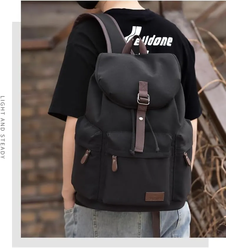 Unisex College Backpack, Retro Vintage Casual Daypack, Large-Capacity Travel Hiking Bag(Black)