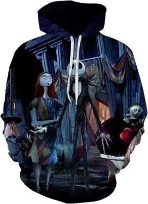 Unisex Jack Sally Hoodies Christmas Sweatshirts Halloween Cosplay Costume Casual Printed Coat Tops