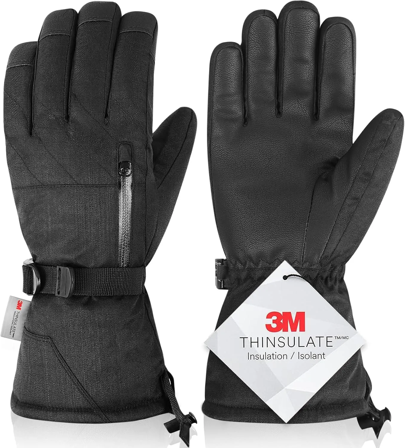 Unisex Waterproof Touchscreen Ski Gloves for Men Women, 3M Thinsulate Winter Snow Gloves with Pocket