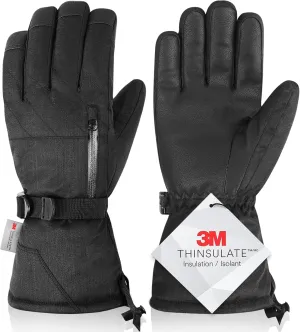 Unisex Waterproof Touchscreen Ski Gloves for Men Women, 3M Thinsulate Winter Snow Gloves with Pocket