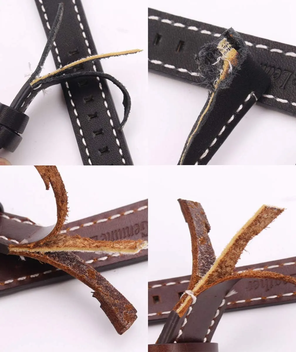 Universal Strap,Leather Watchbands 18mm 20mm 22mm 24mm Black Dark Brown Women Men Cowhide Watch Band Strap Belt with Buckle