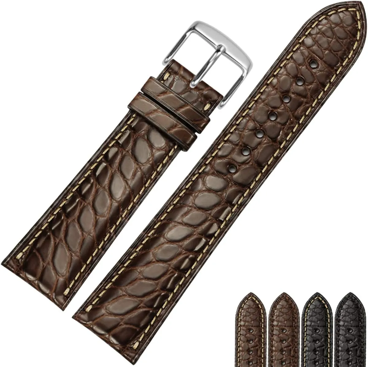 Universal Strap,Watch Band Leather Pin Buckle Watch Strap Crocodile Skin Watch Band 18mm 19mm 20mm 21mm 22mm