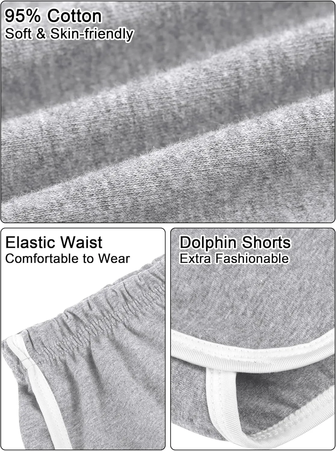 URATOT 5 Packs Soft Comfy Booty Cotton Workout Pants Breathable Lounge Dolphin Shorts Cycling Hiking Pants for Women