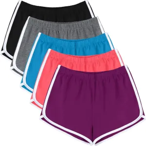 URATOT 5 Packs Soft Comfy Booty Cotton Workout Pants Breathable Lounge Dolphin Shorts Cycling Hiking Pants for Women