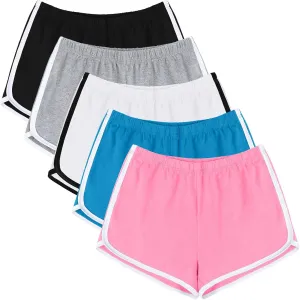 URATOT 5 Packs Soft Comfy Booty Cotton Workout Pants Breathable Lounge Dolphin Shorts Cycling Hiking Pants for Women