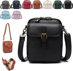Urvashi Crossbody Bag, Tojoyride Crossbody Leather Bag, Vintage Double Layer Large Capacity Messenger Bag with Card Slot
