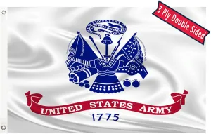 US Army Military Flag 4x6 Outdoor Double Sided White United States Army Flag for Outside Heavy Duty 100% Polyester Fiber Bright Color with Durable Canvas Header and 2 Non Fading Brass Grommets
