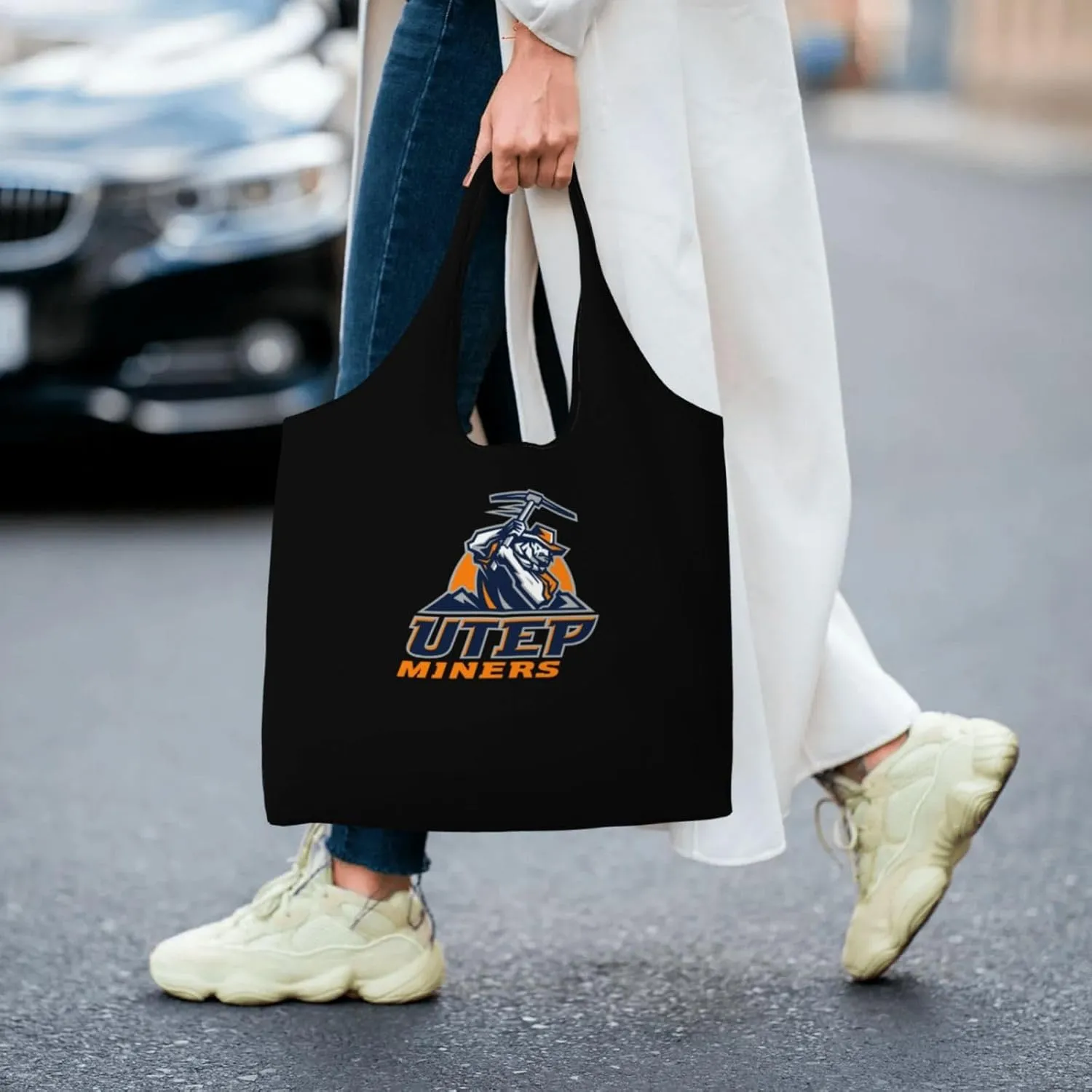 Utep Miners Canvas Tote Bags Women'S Large-Capacity Bag