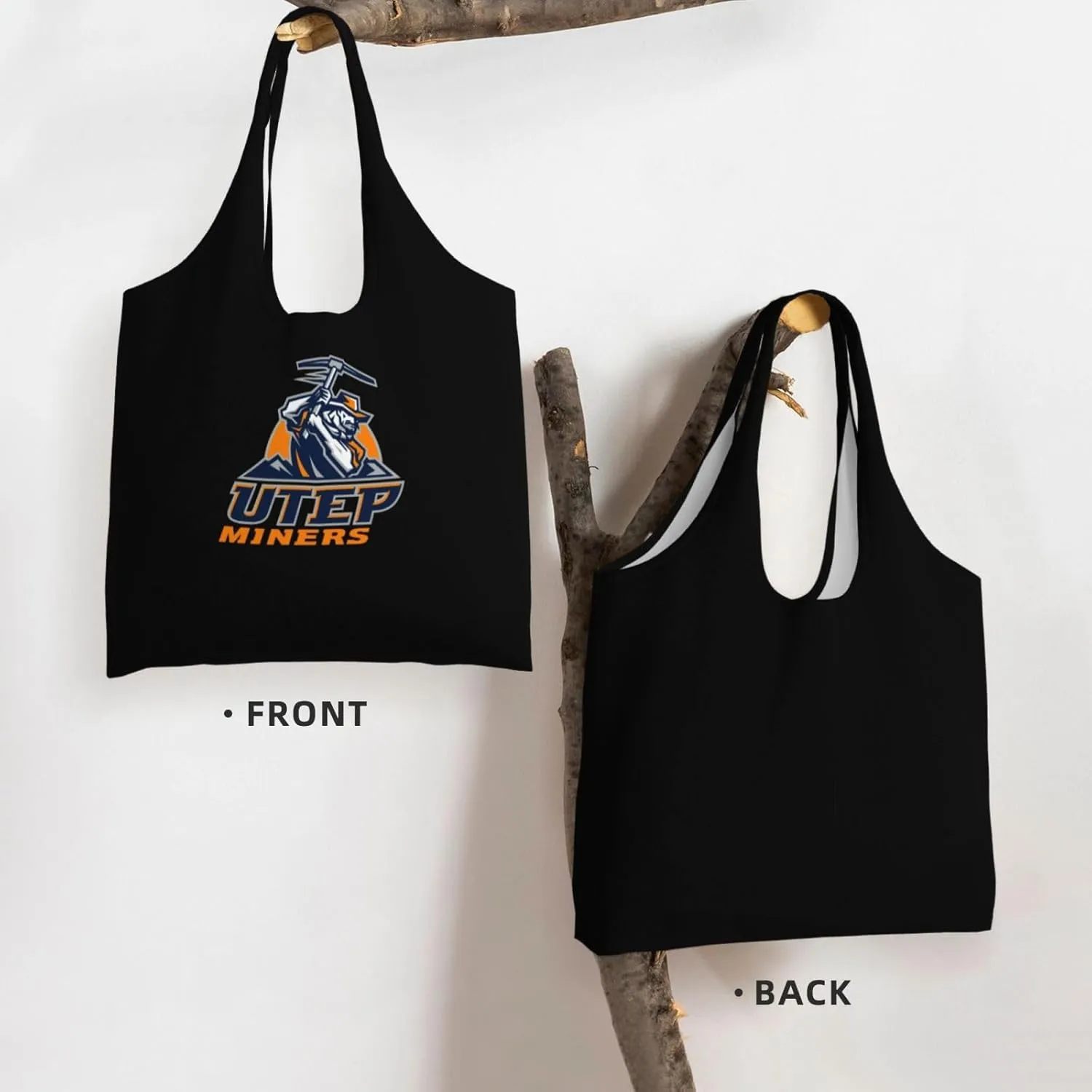 Utep Miners Canvas Tote Bags Women'S Large-Capacity Bag