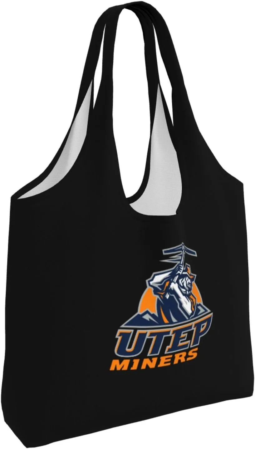 Utep Miners Canvas Tote Bags Women'S Large-Capacity Bag