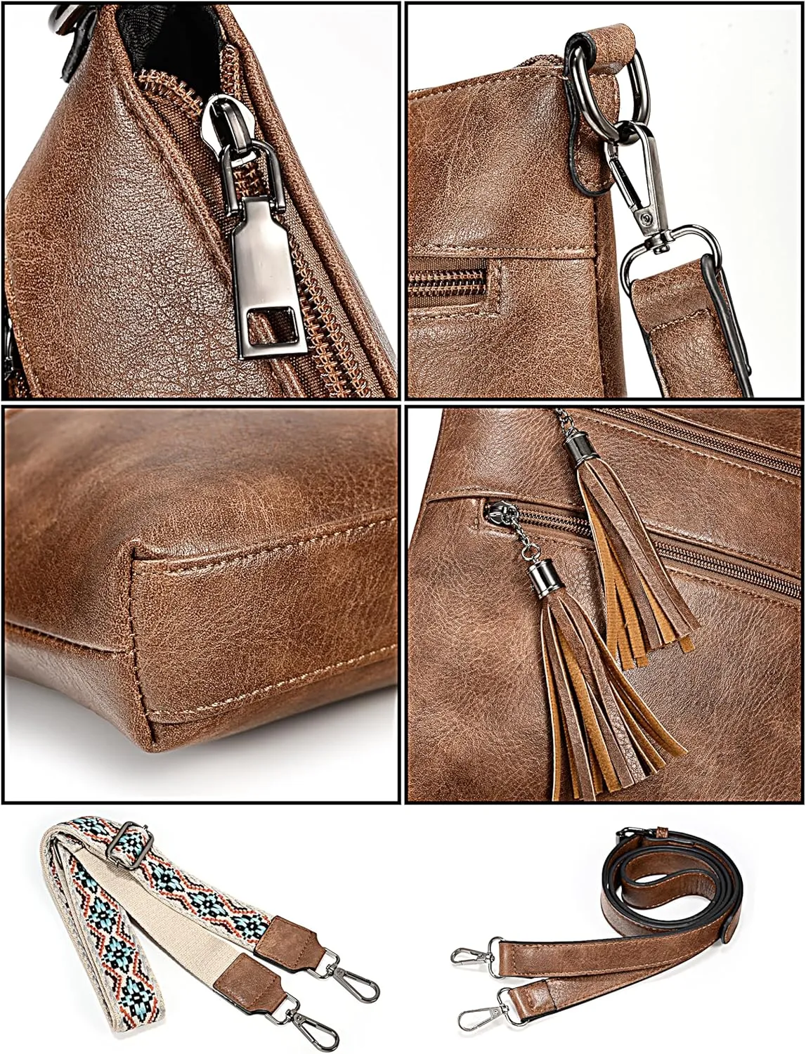 UTO Crossbody Bags for Women Trendy Leather Designer Cell Phone Multi Pocket Cross Body Purses Shoulder Handbag Ladies
