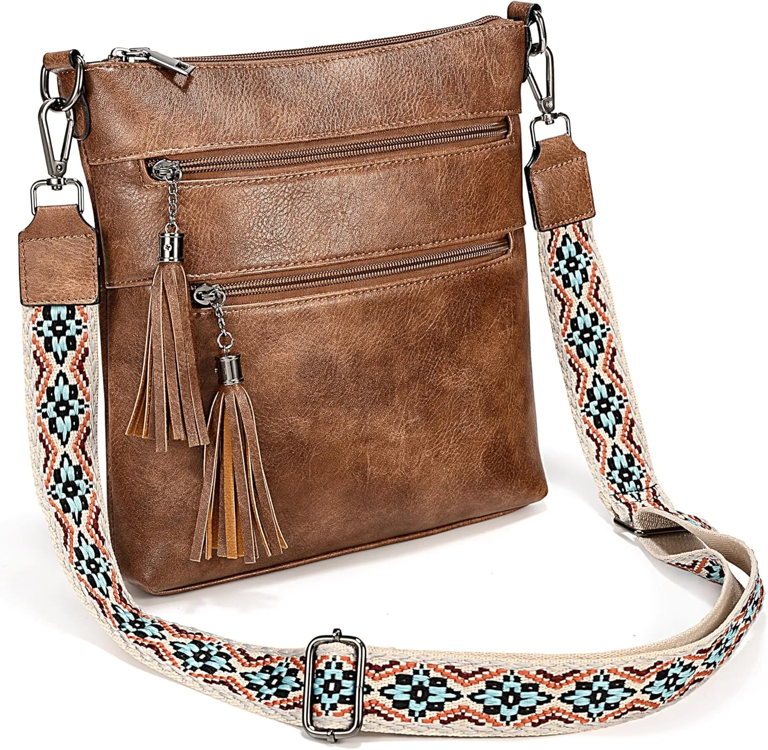 UTO Crossbody Bags for Women Trendy Leather Designer Cell Phone Multi Pocket Cross Body Purses Shoulder Handbag Ladies