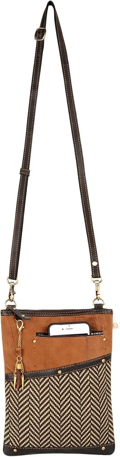 Vaan & Co. Leather Brisk Medium Crossbody Bag with Front Cell Phone Pocket