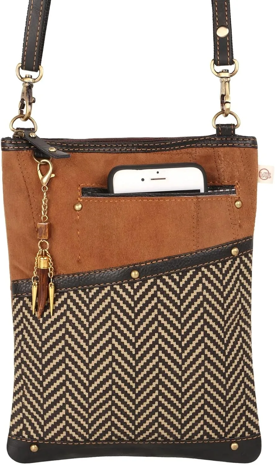 Vaan & Co. Leather Brisk Medium Crossbody Bag with Front Cell Phone Pocket