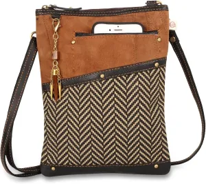 Vaan & Co. Leather Brisk Medium Crossbody Bag with Front Cell Phone Pocket