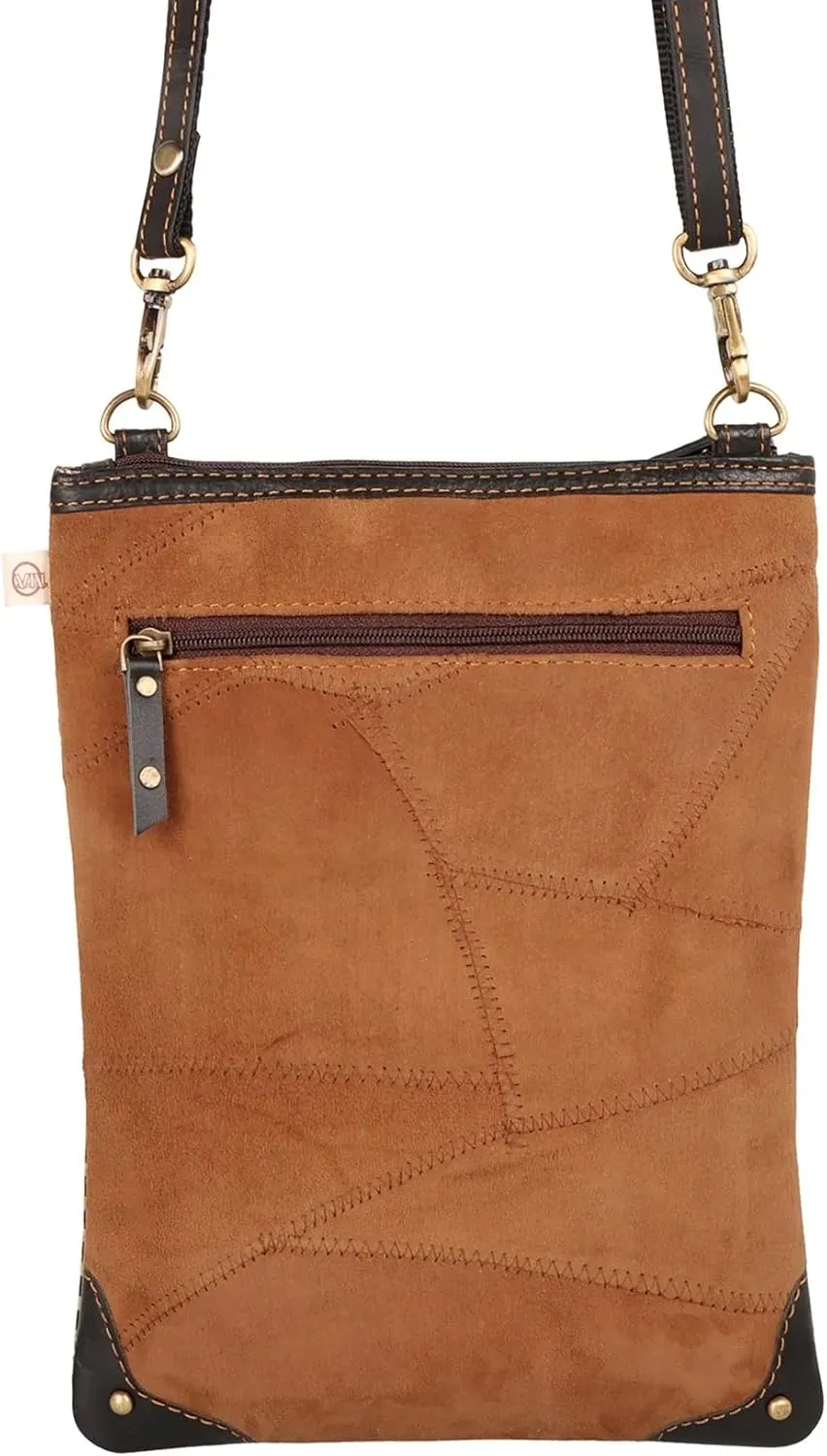 Vaan & Co. Leather Brisk Medium Crossbody Bag with Front Cell Phone Pocket