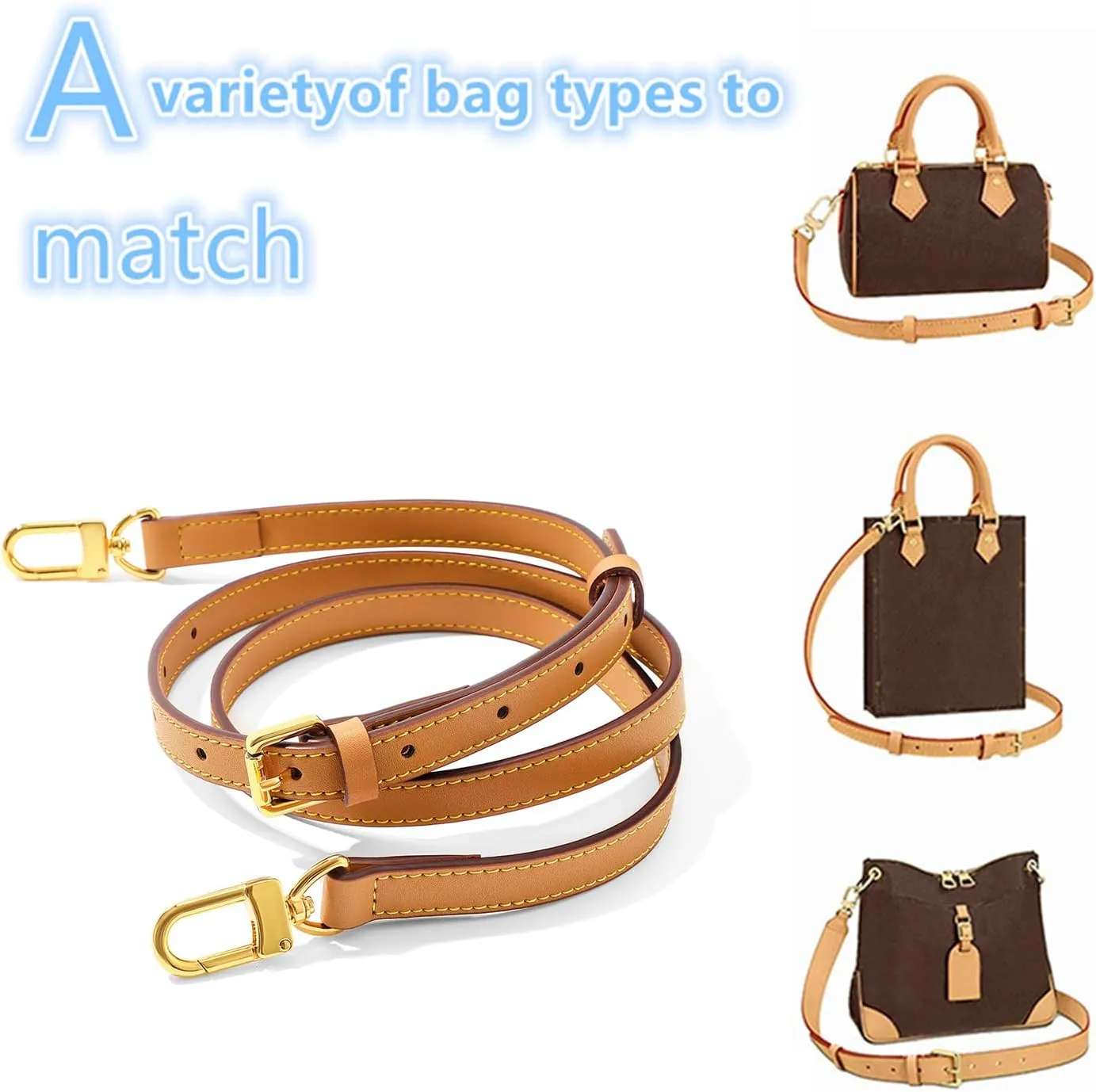 Vachetta Leather Adjustable Crossbody Strap for Leather Shoulder Strap Belt Replacement Suitable for L V Handbags