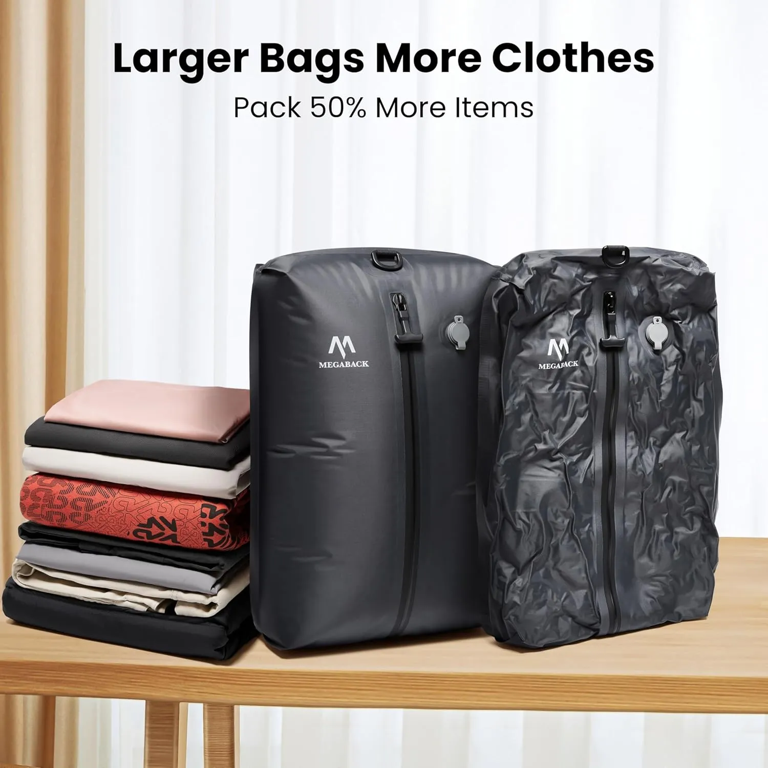 Vacuum Bags for Travel, IP67 Reusable Vacuum Seal Bags for Clothing with Electric Pump, Vacuum Seal Packing cube for Suitcases, Backpack & Travel (1PC Pump)