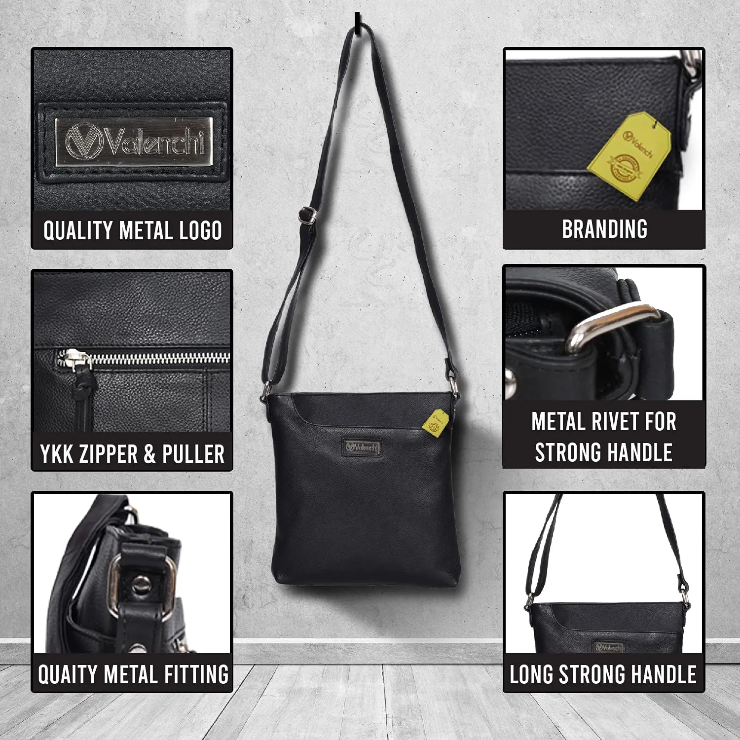 VALENCHI Leather Crossbody Bags for Women - Women's Crossbody Handbags - Trendy Leather Purse for Women - Ladies Sling Bag
