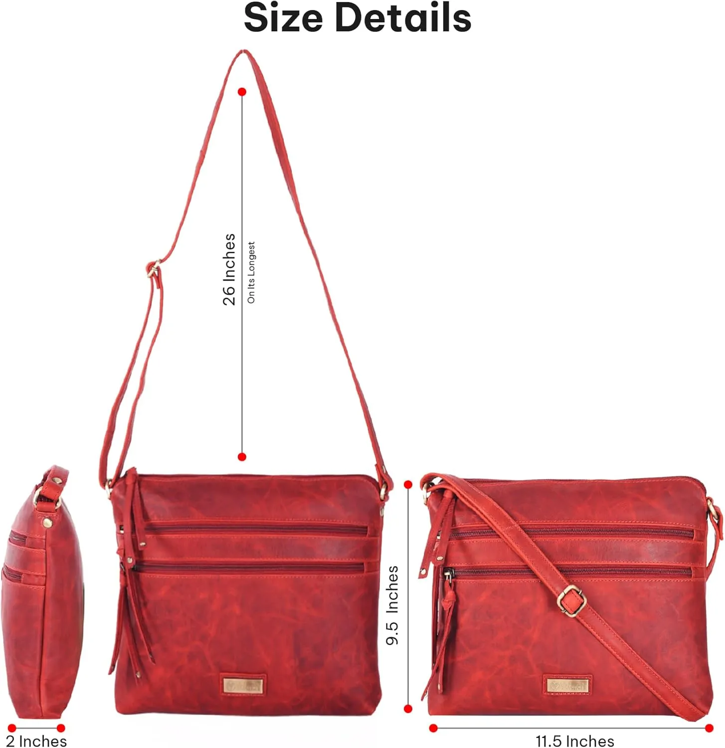 VALENCHI Women's Crossbody Handbags - Premium Leather Bags for Women - Everyday Purse with Adjustable Strap - Ladies Bag