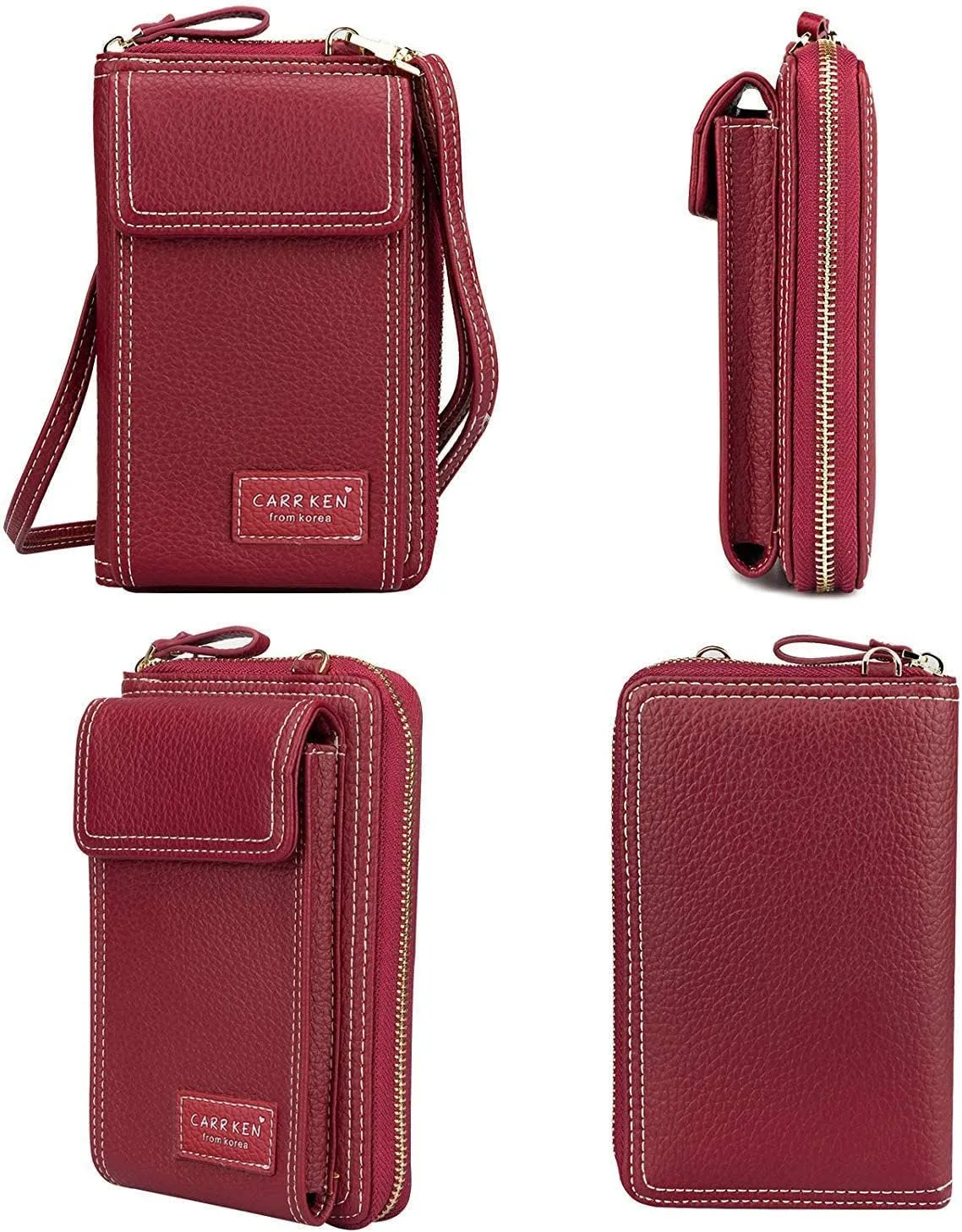 Valentoria Womens Crossbody Bag Cell phone Wallet Small Shoulder Purse Leather Card Handbag Burgundy