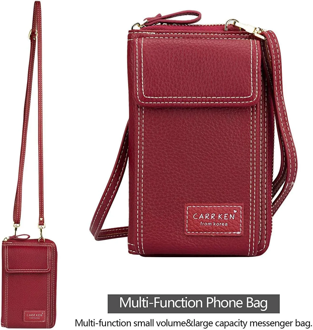 Valentoria Womens Crossbody Bag Cell phone Wallet Small Shoulder Purse Leather Card Handbag Burgundy