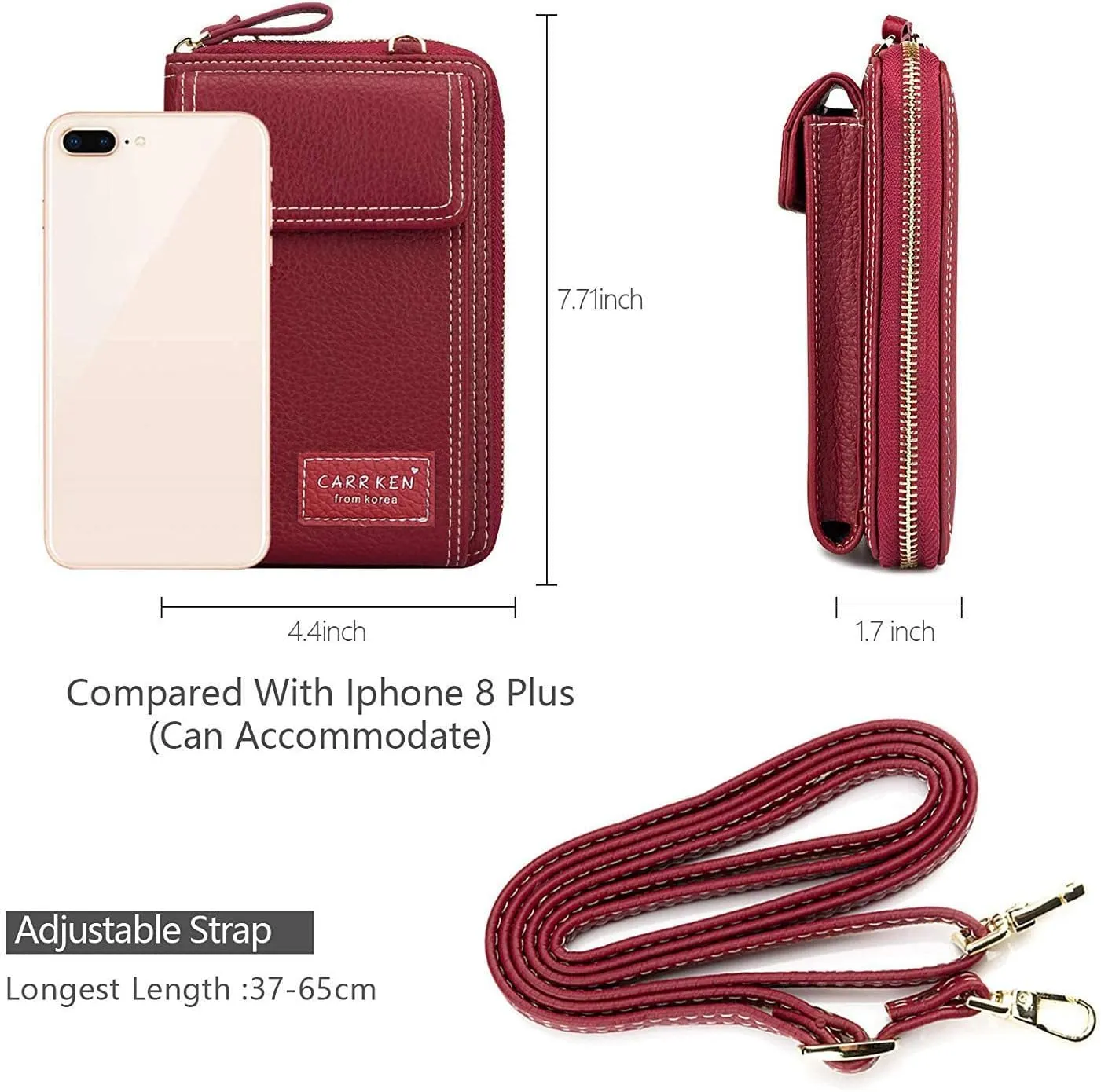 Valentoria Womens Crossbody Bag Cell phone Wallet Small Shoulder Purse Leather Card Handbag Burgundy