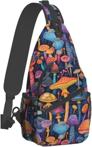 Various-Cartoon Mushrooms Pattern Sling Backpack Hiking Backpack Crossbody Bag Sports Lightweight And waterproof Chest Bag Shoulder Bag For Women Men
