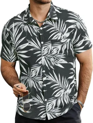 VATPAVE Mens Summer Striped Shirts Button Down Short Sleeve Vintage Beach Hawaiian Shirts with Pocket
