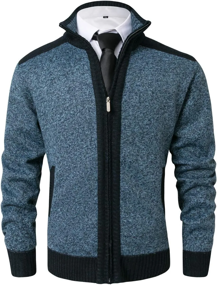 Vcansion Men's Classic Cardigan Sweaters Stand Collar Slim Fit Casual Knitted Sweater