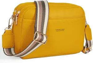 Vegan Leather Women's Crossbody Bag, Shoulder Purse with Wide Strap & Multi-Compartment Design for Daily & Travel