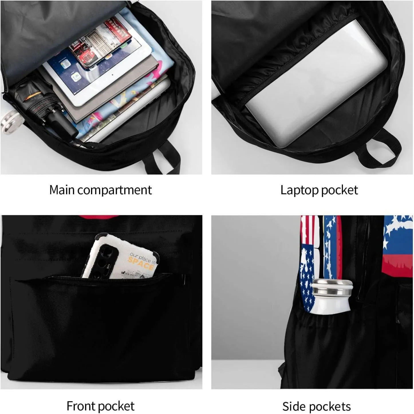 Venezuelan Venezuela American Flag Lips Casual Backpack Large Capacity Travel Backpacks Laptop Daypack Commuter Rucksack Adjustable Strap Sports Bags for Hiking Biking