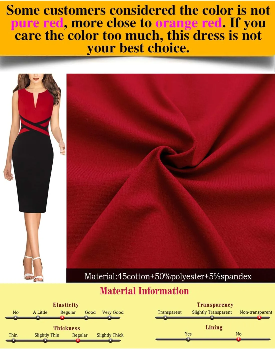 VFSHOW Womens Colorblock Patchwork Slim Front Zipper Work Business Office Party Bodycon Pencil Sheath Dress