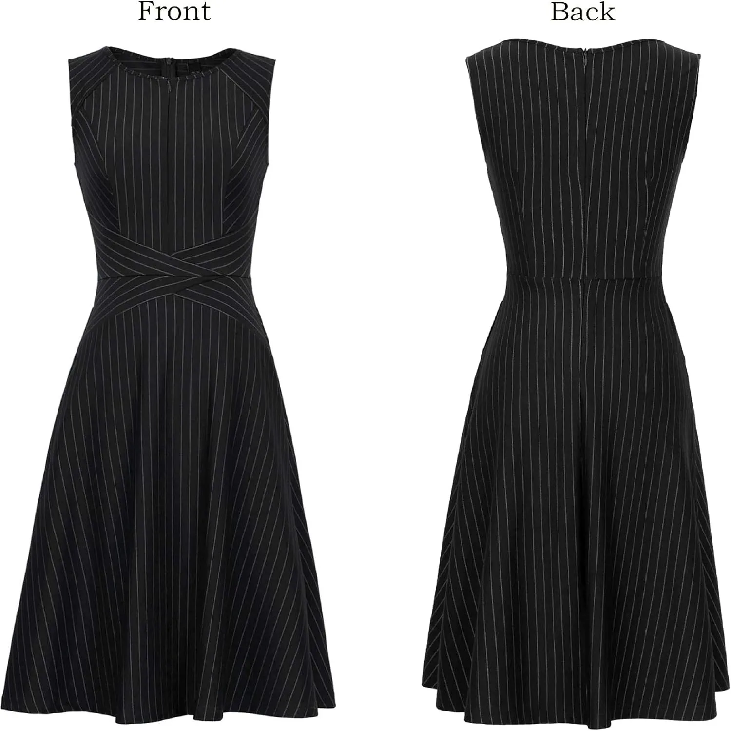 VFSHOW Womens Elegant Front Zipper Slim Work Business Office Party Cocktail Skater A-Line Dress