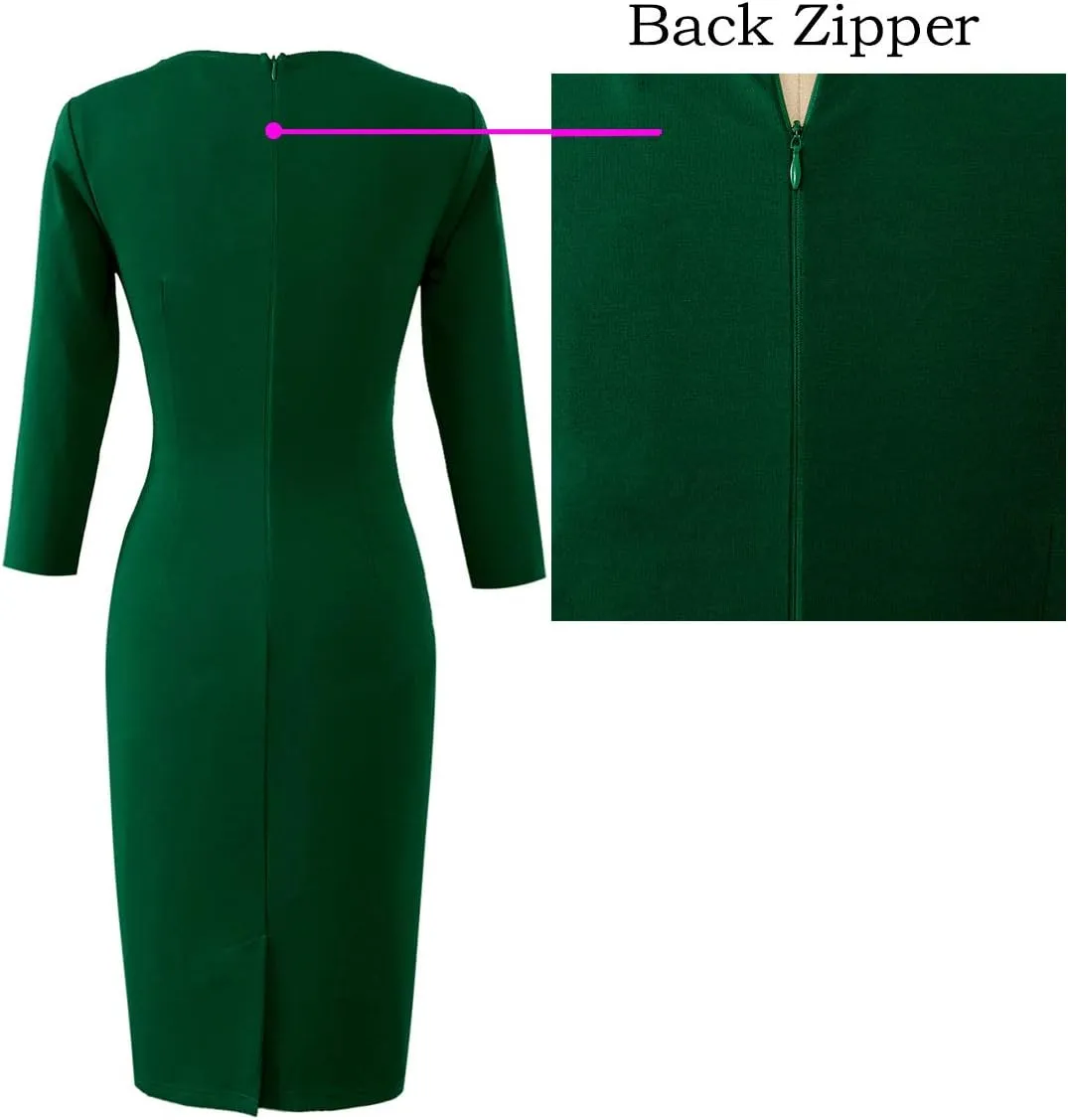 VFSHOW Womens Elegant Notch Neck Ruched Cocktail Party Work Office Business Church Bodycon Sheath Dress