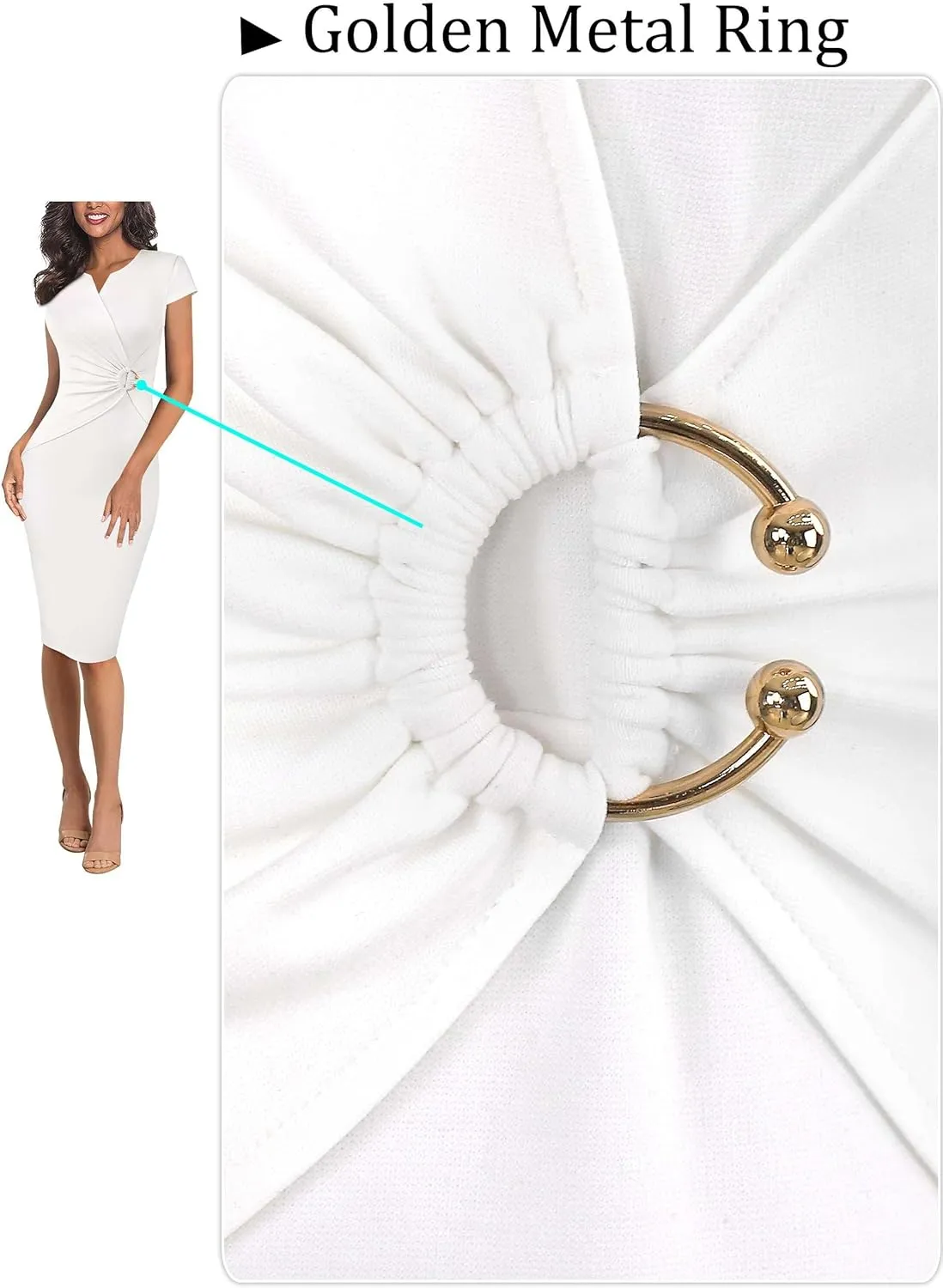 VFSHOW Womens Elegant Notch V Neck Ruched Work Office Business Church Bodycon Sheath Dress