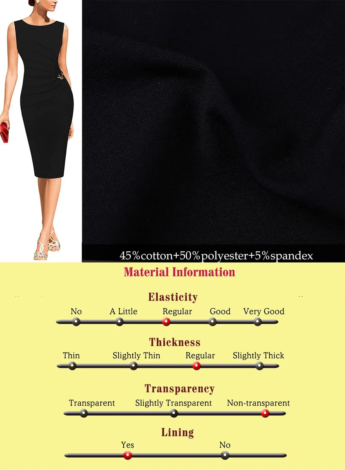 VFSHOW Womens Elegant Ruched Work Business Office Cocktail Party Sheath Dress