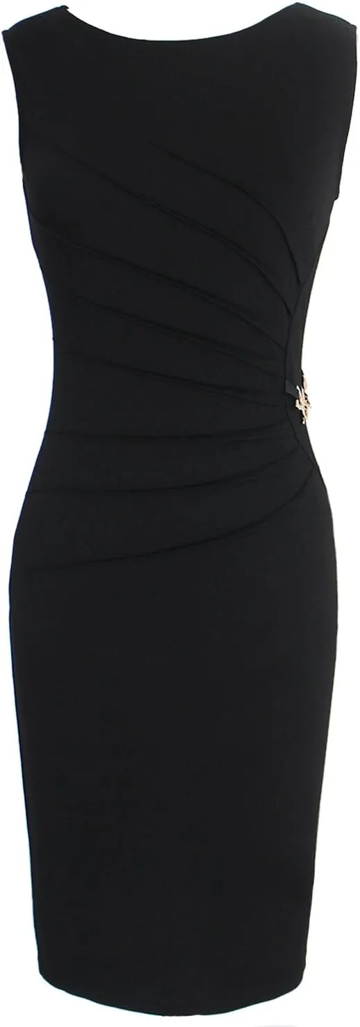 VFSHOW Womens Elegant Ruched Work Business Office Cocktail Party Sheath Dress