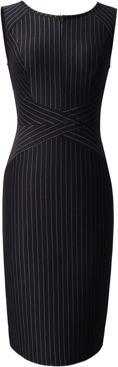 VFSHOW Womens Elegant Slim Front Zipper up Work Business Office Party Sheath Dress
