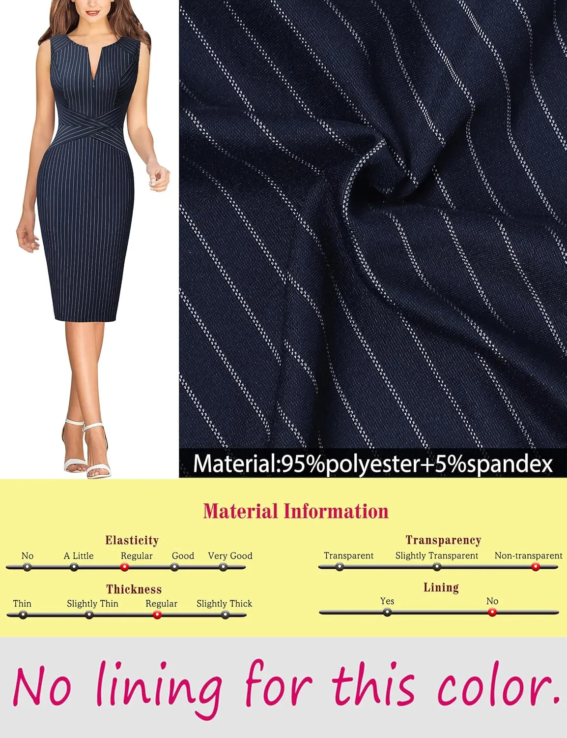 VFSHOW Womens Elegant Slim Front Zipper up Work Business Office Party Sheath Dress