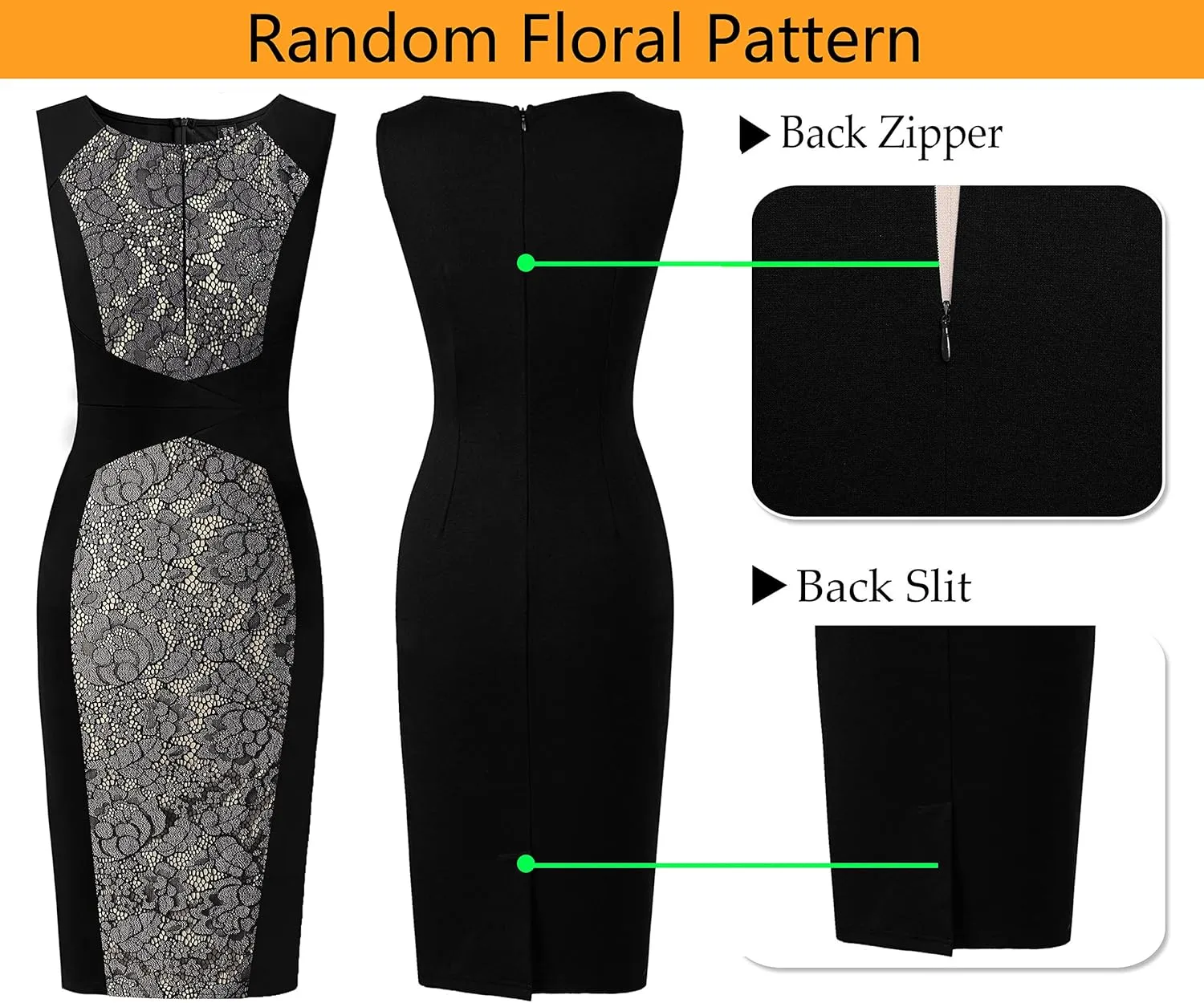 VFSHOW Womens Elegant Slim Front Zipper up Work Business Office Party Sheath Dress