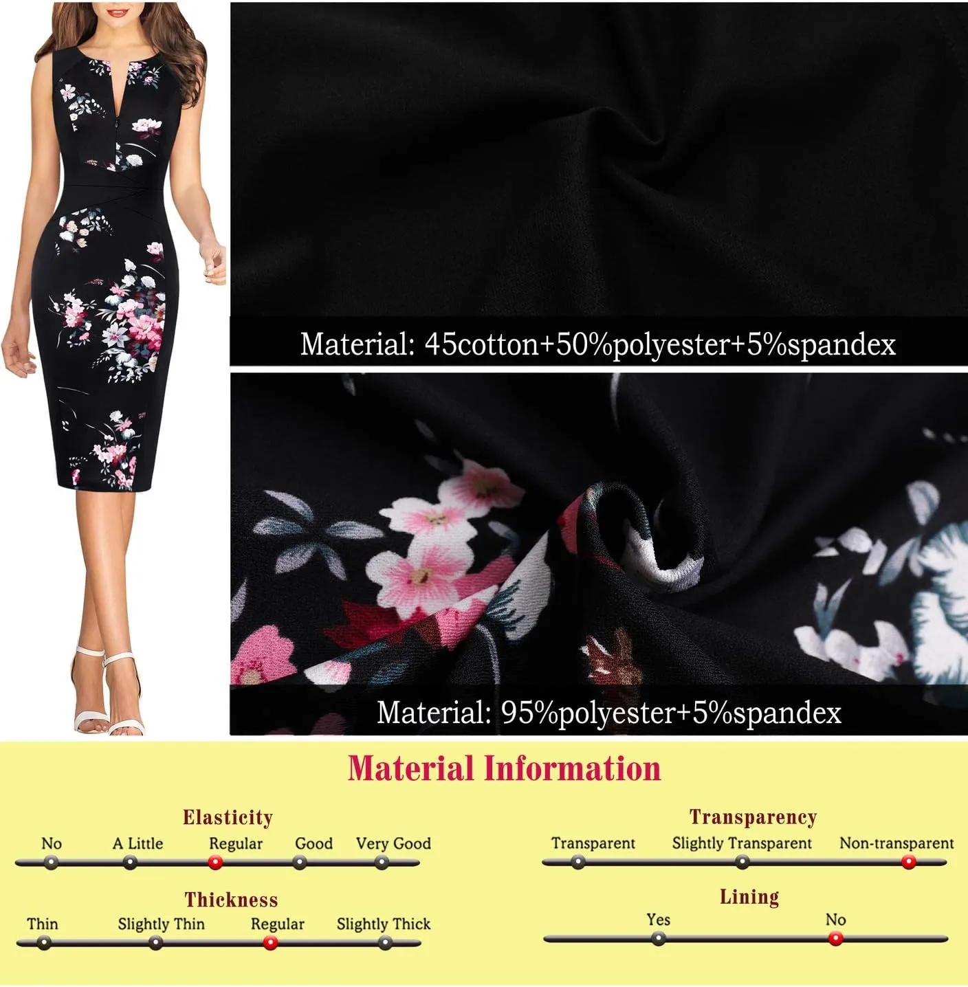 VFSHOW Womens Elegant Slim Front Zipper up Work Business Office Party Sheath Dress